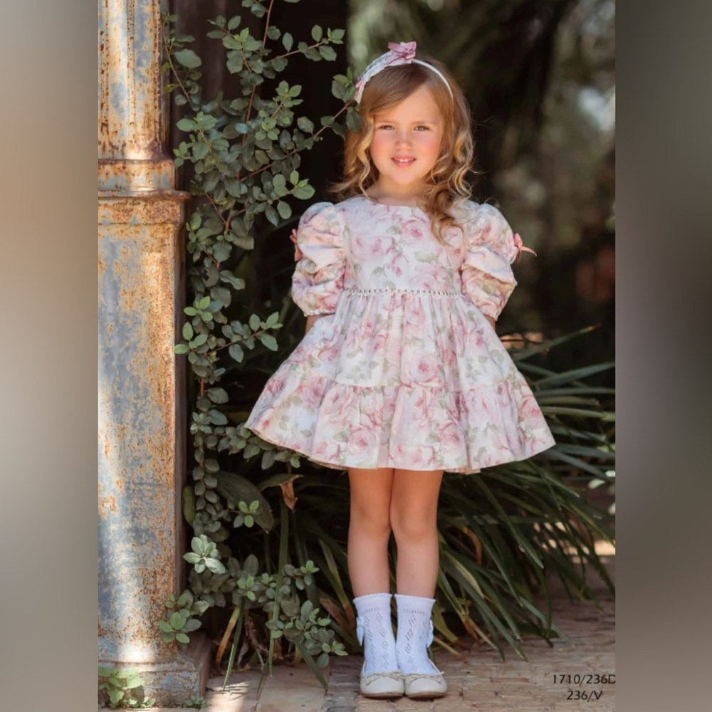 Girls Pink Floral Formal Dress